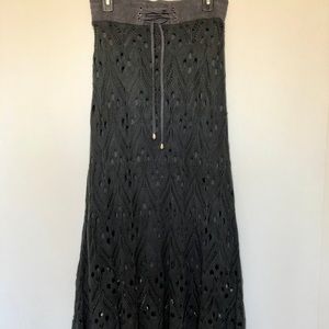 Dark Grey Crochet Maxi Skirt (Lapis)